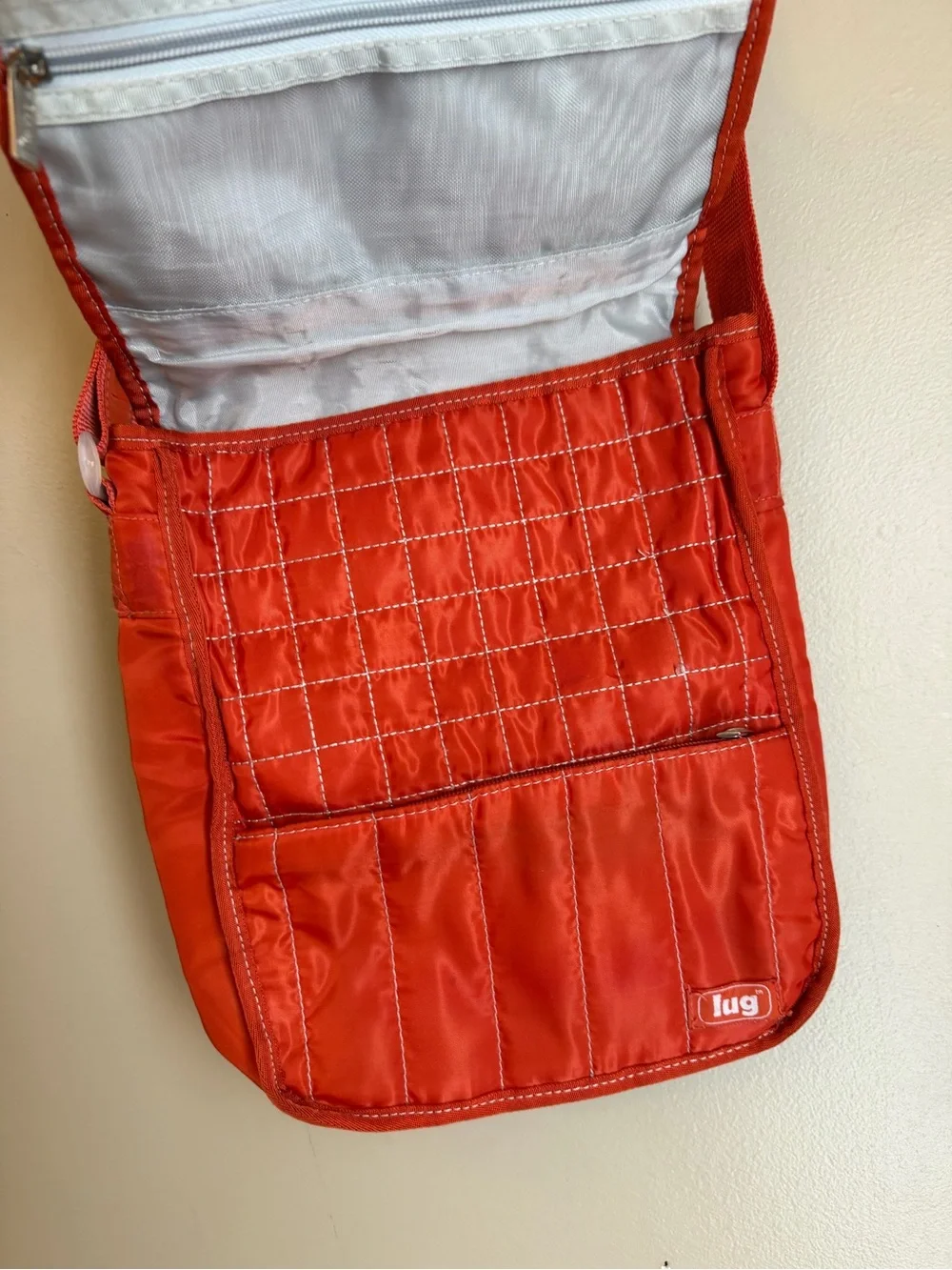 Lug Moped Crossbody Bag Quilted Orange Medium Travel Adjustable Strap Purse